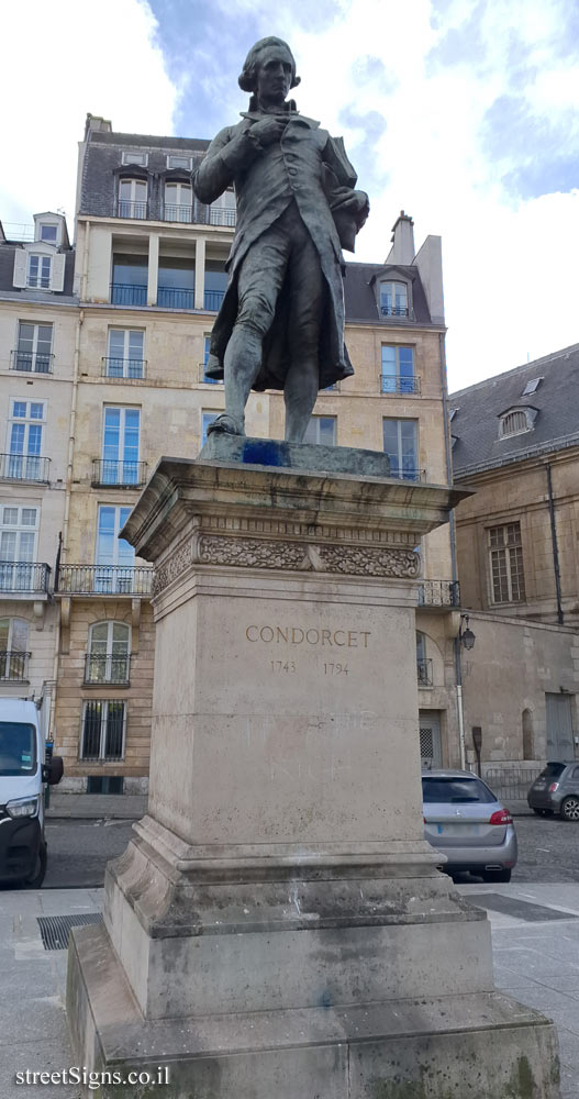 Paris - A statue commemorating the Marquis de Condorcet - 19 Quai de Conti, 75006 Paris, France