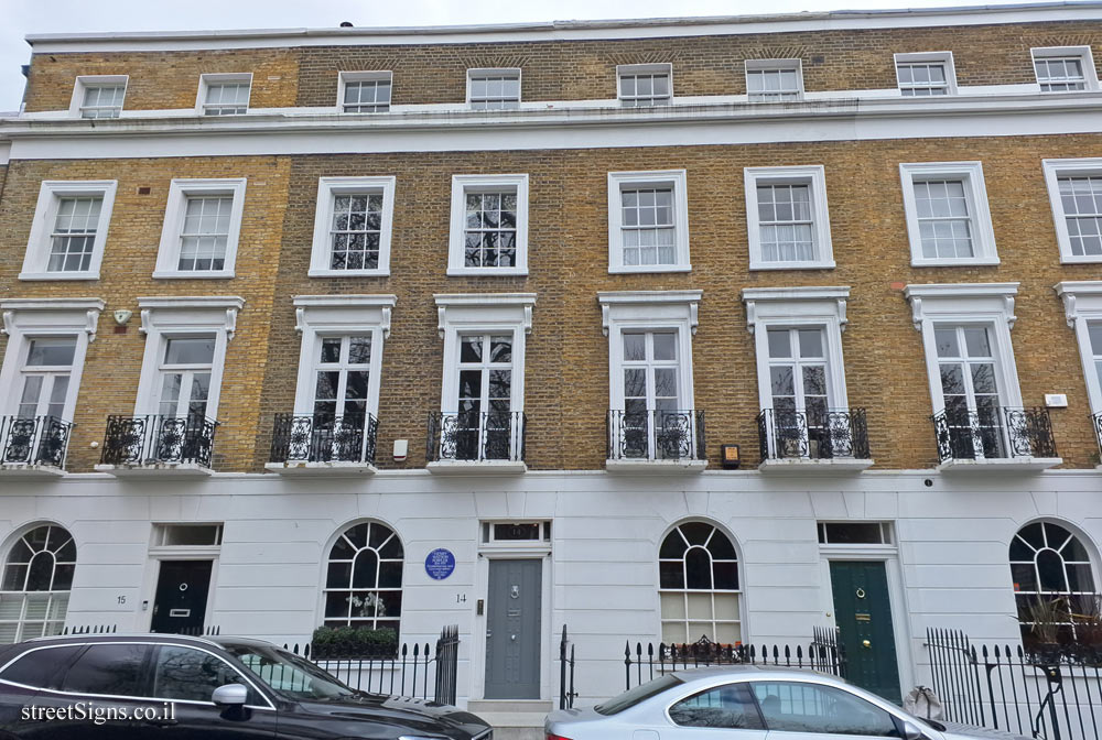 London - Commemorative plaque in the house where the lexicographer H. W. Fowler lived - 14 Paultons Square, London SW3 5AP, UK