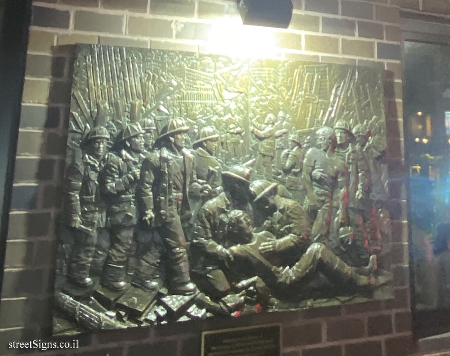 New York - Commemorative plaque: 9th Battalion firefighters who sacrificed their lives on 9/11 - 782 8th Ave, New York, NY 10036, USA