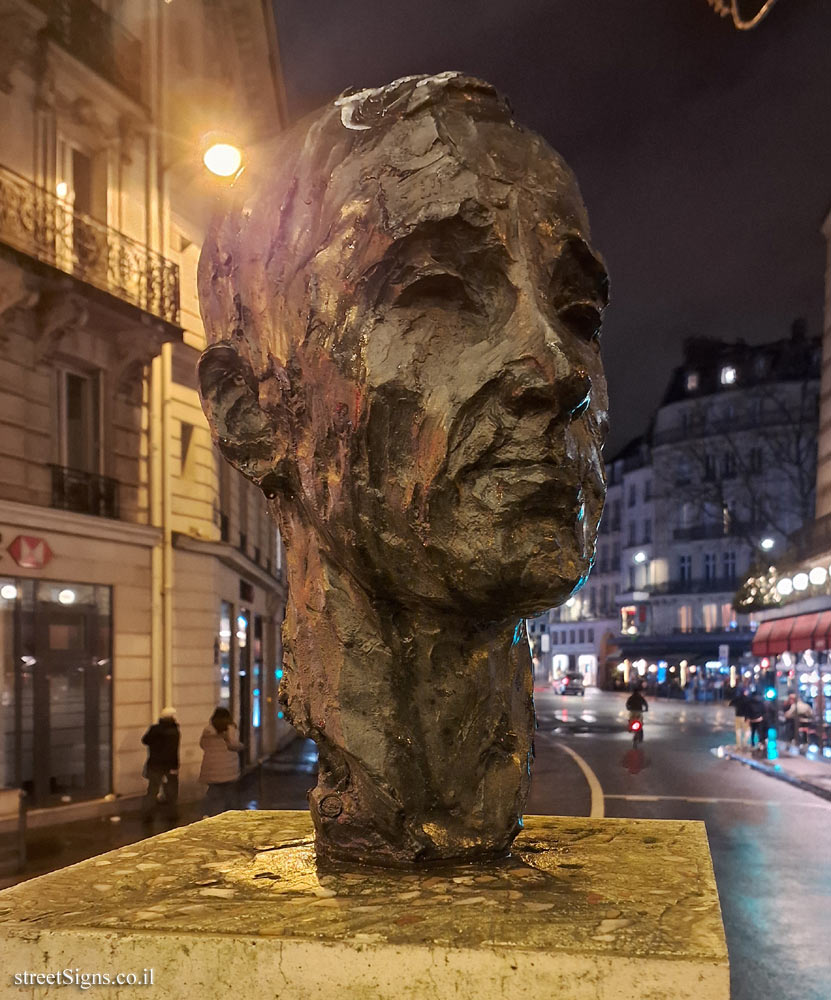 Paris - Bust of Charles Aznavour - 4 Carr de l’Odéon, 75006 Paris, France