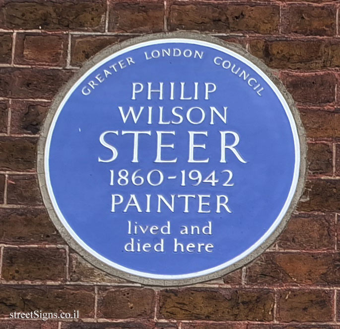 London - Commemorative plaque in the house where the painter Philip Wilson Steer lived