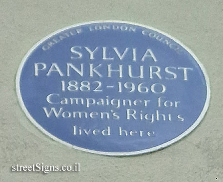 London - A commemorative plaque in the house where suffragist Sylvia Pankhurst lived